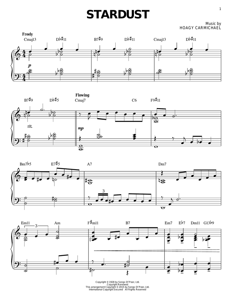Stardust [Jazz version] (arr. Brent Edstrom) Piano Solo scores gallery preview page 1