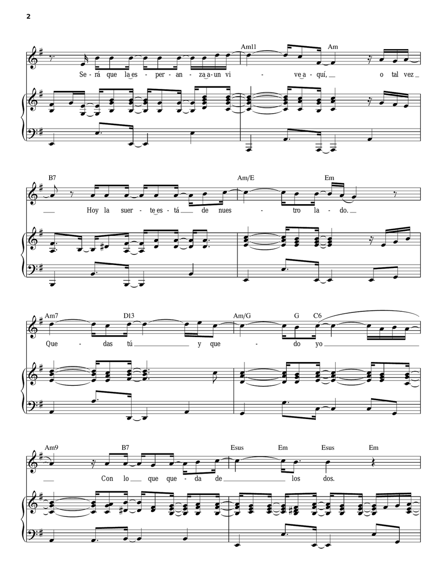 Mas Alla Piano, Vocal, Guitar scores gallery preview page 2