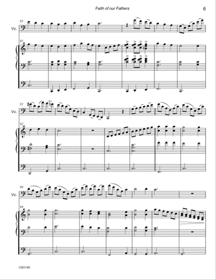 FAITH OF OUR FATHERS - Cello Solo with Organ accompaniment Organ Accompaniment scores gallery preview page 6