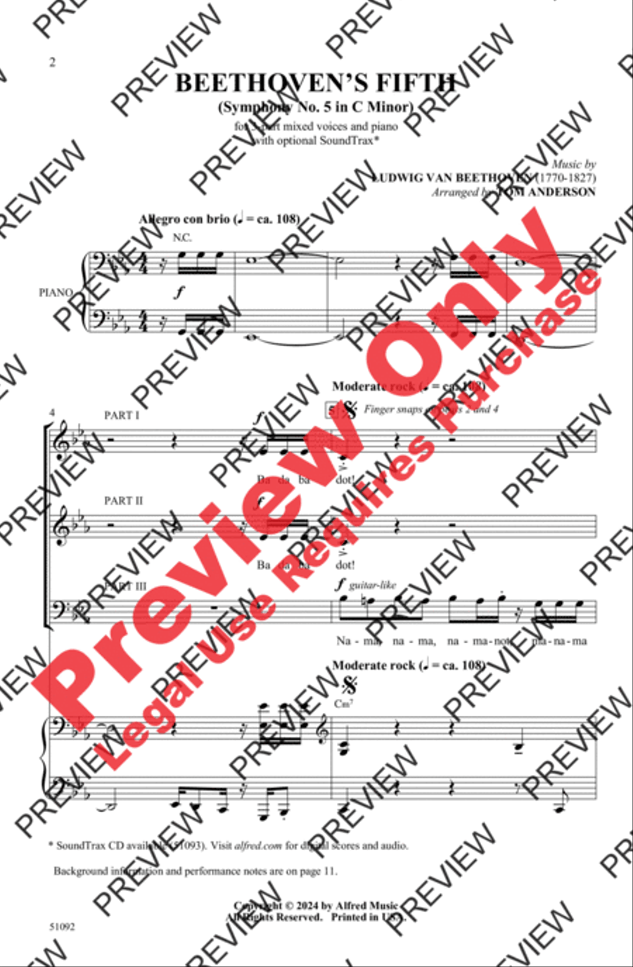 Beethoven's Fifth Beethoven's Fifth 3-Part scores gallery preview page 2