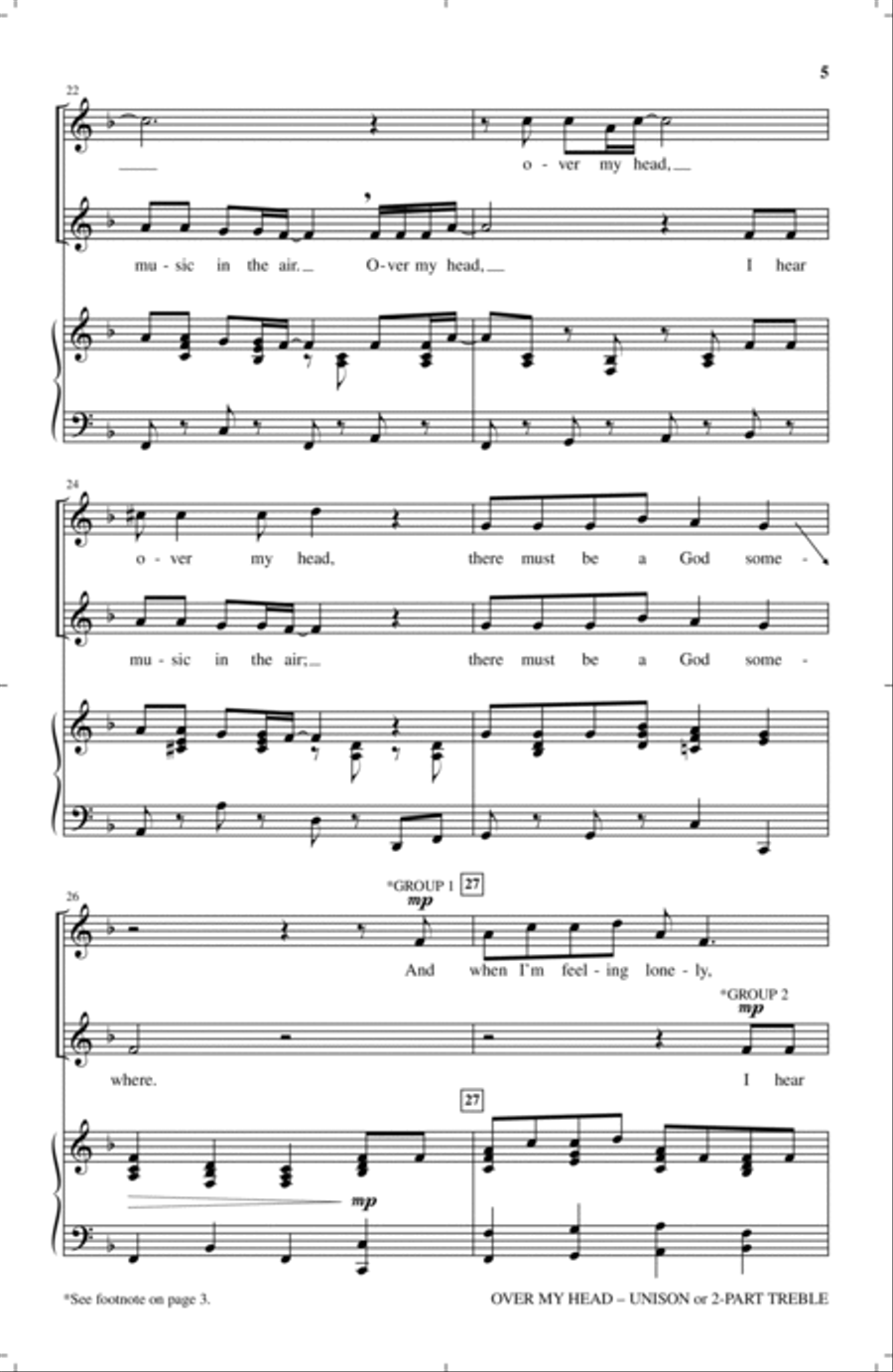 Over My Head Unison Choir scores gallery preview page 4
