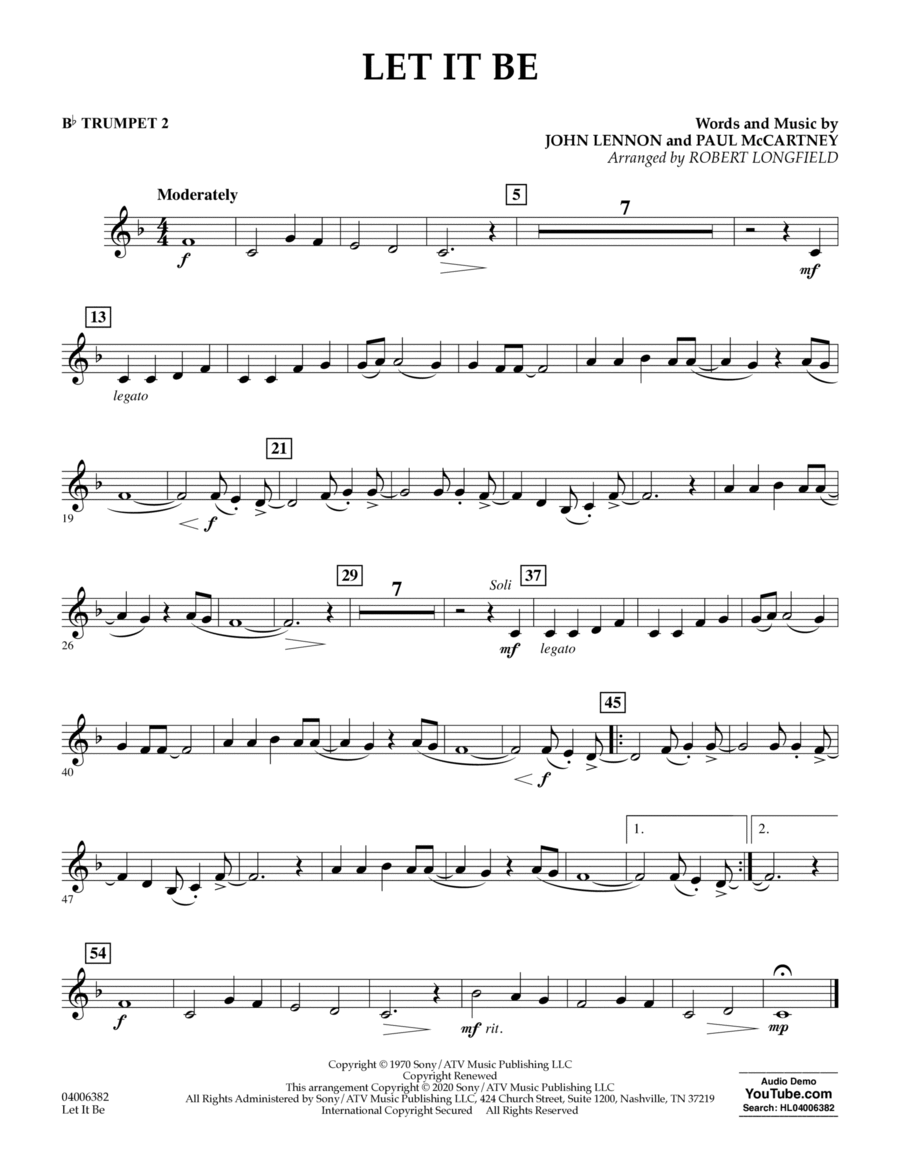 Let It Be (arr. Robert Longfield) - Bb Trumpet 2