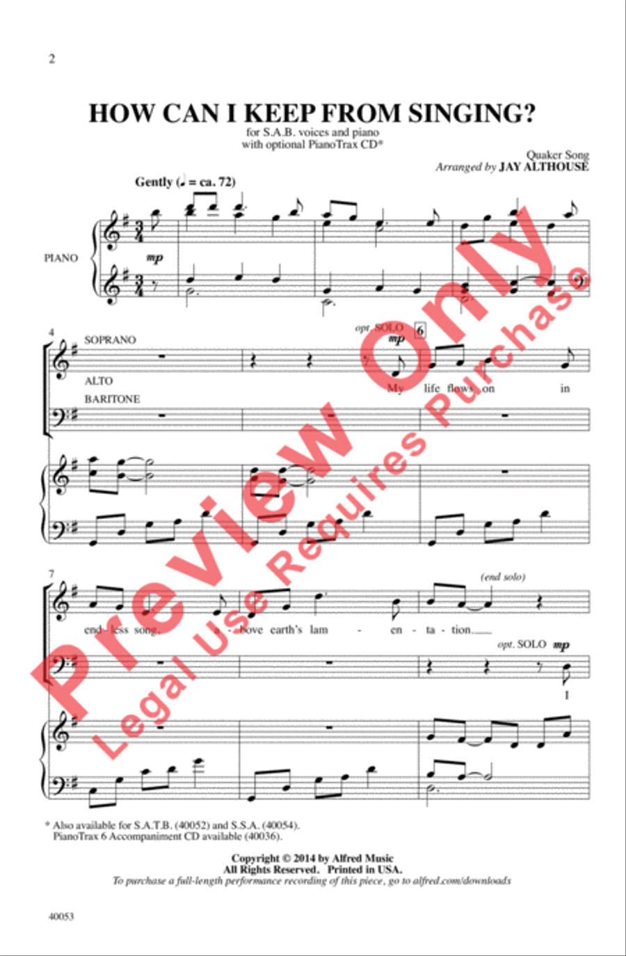 How Can I Keep from Singing? 3-Part scores gallery preview page 2