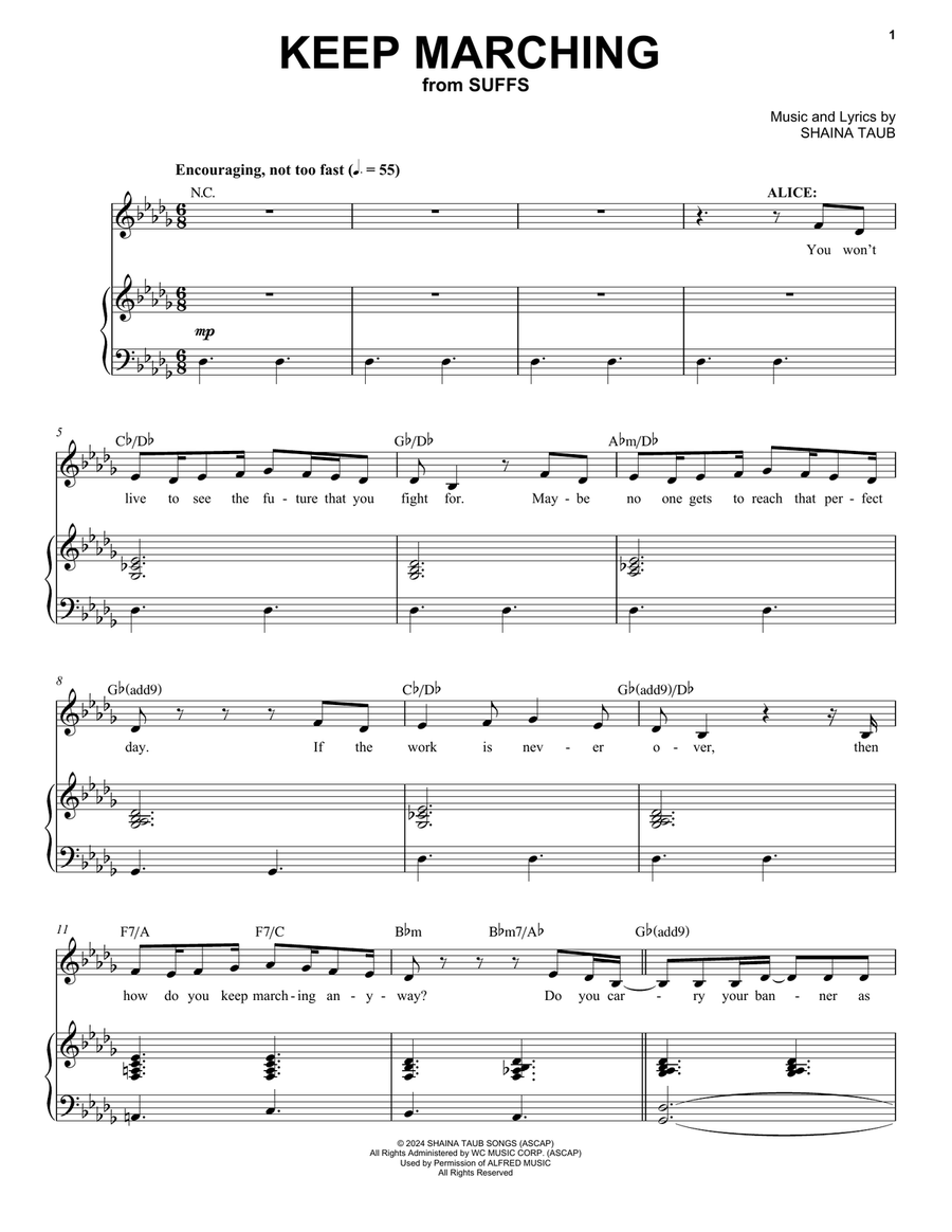 Keep Marching (from Suffs) Voice scores gallery preview page 1