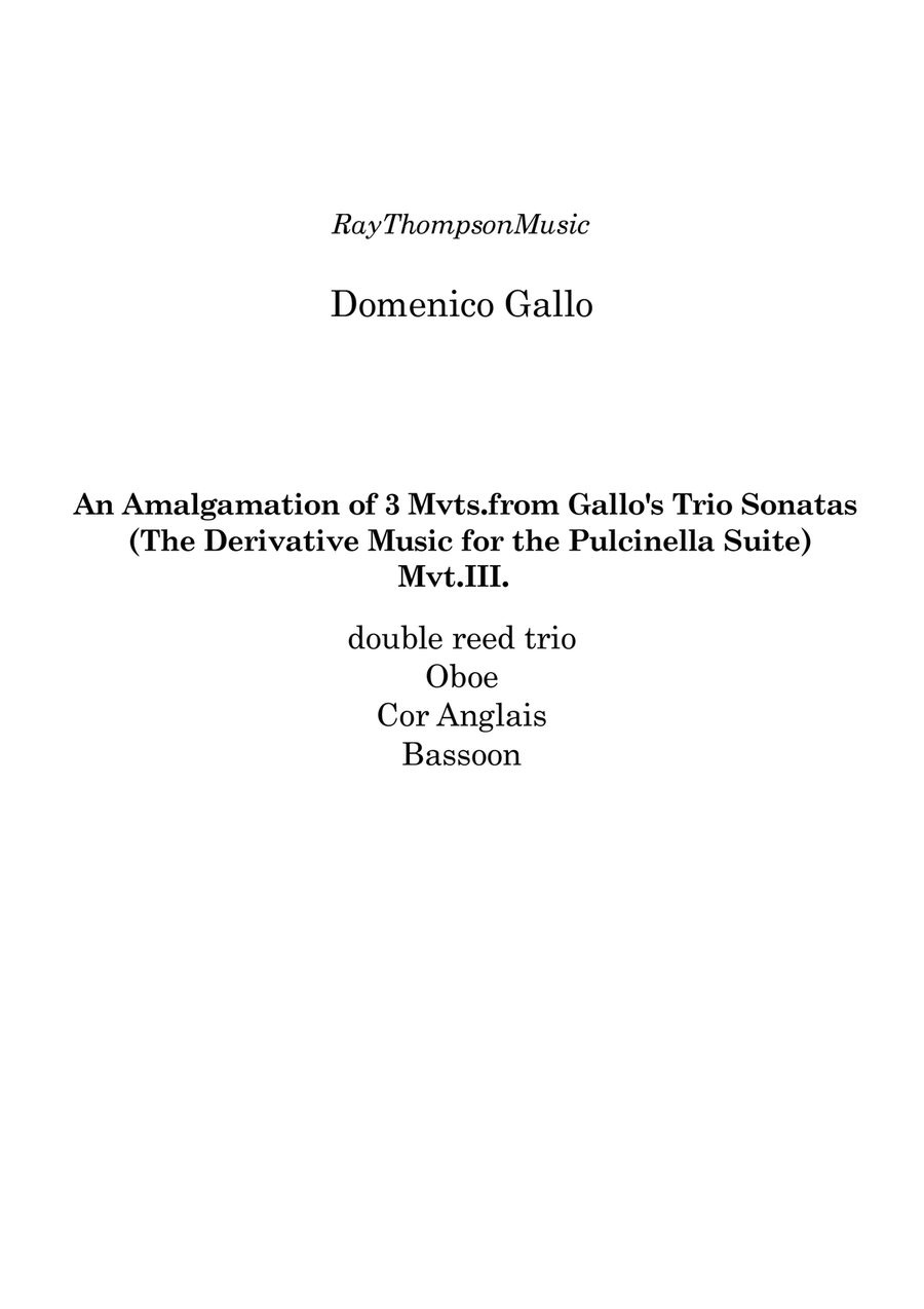 Gallo: 3 movts from 2 Trio Sonatas - Pulcinella Suite III Scherzino - double reed trio Woodwind Trio scores gallery preview page 2
