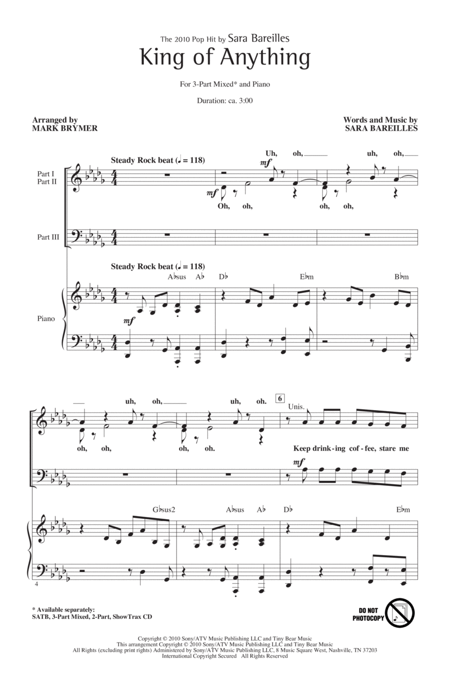 King Of Anything 3-Part scores gallery preview page 1
