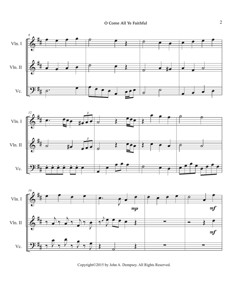 O Come All Ye Faithful (String Trio): Two Violins and Cello String Trio scores gallery preview page 6