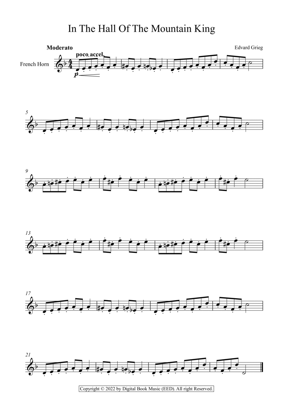 In The Hall Of The Mountain King - Edvard Grieg (French Horn) Horn Solo scores gallery preview page 1