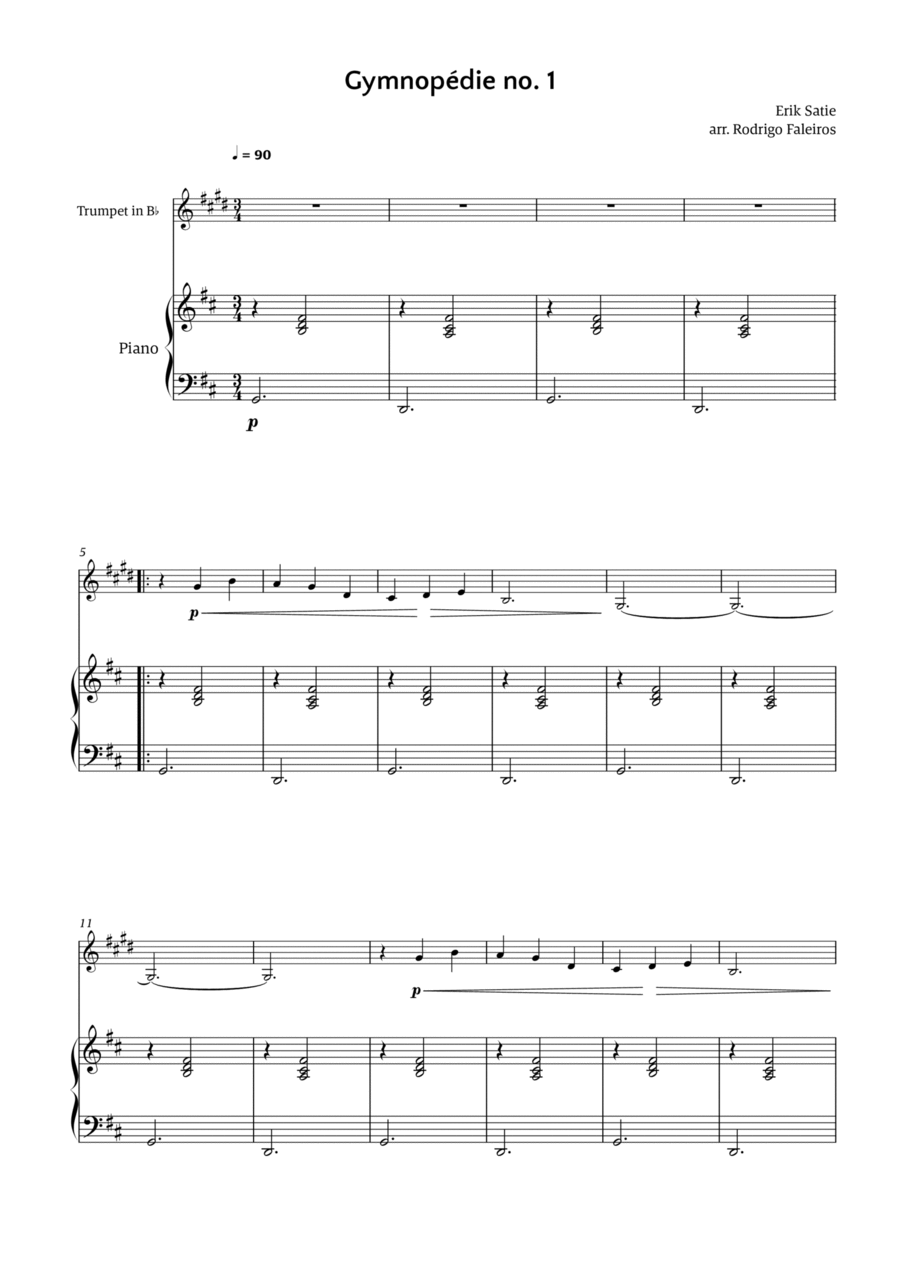 Gymnopédie no. 1 Chamber Music scores gallery preview page 1