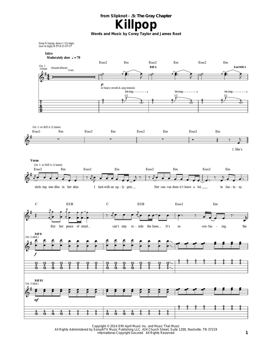 Killpop Electric Guitar scores gallery preview page 1