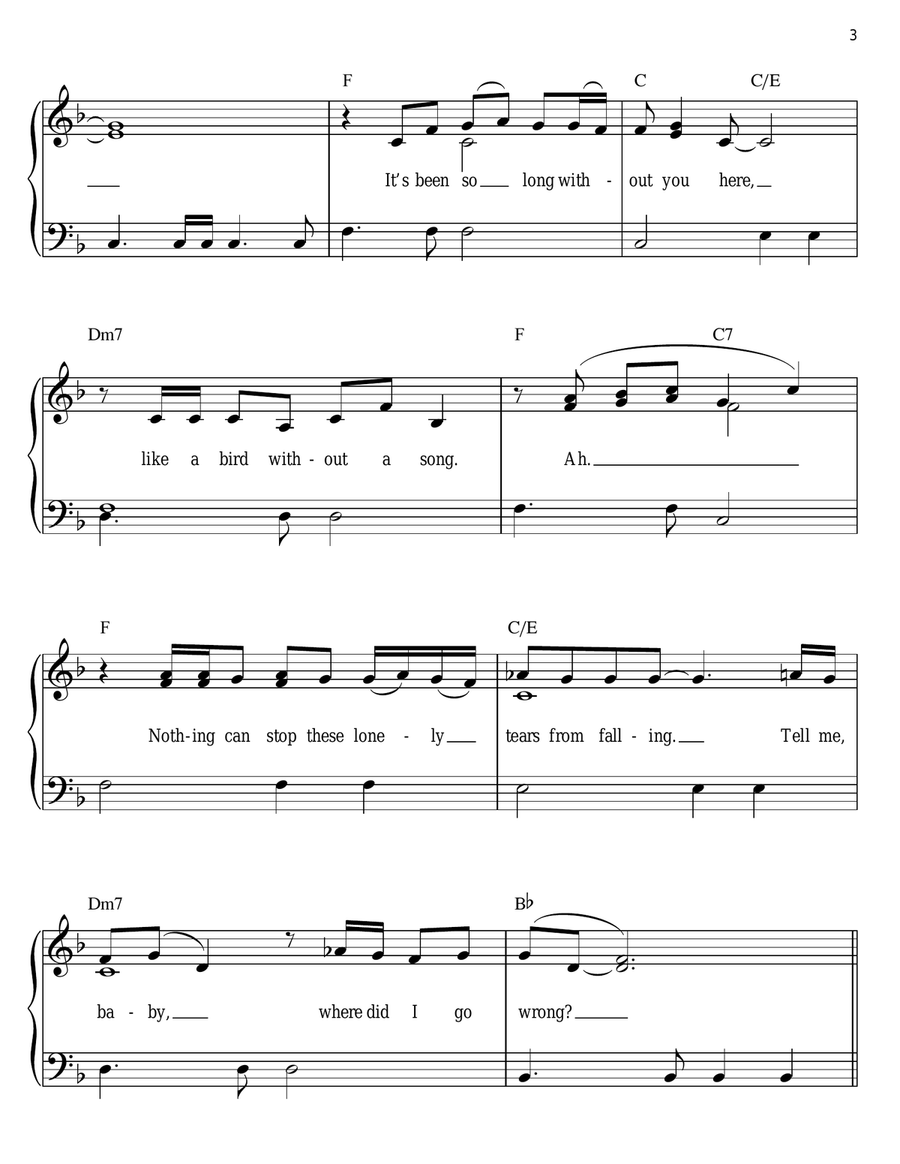 Nothing Compares 2 U Easy Piano scores gallery preview page 3