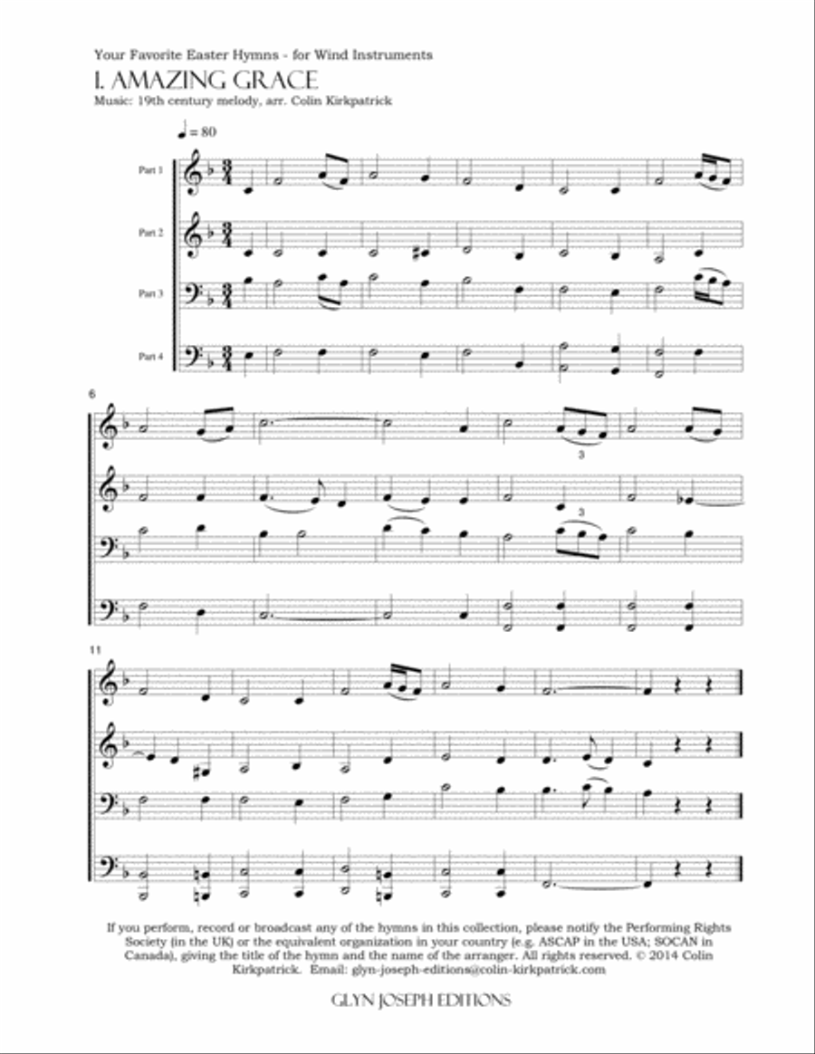 Your Favorite Easter Hymns for Wind Instruments Small Ensemble scores gallery preview page 4