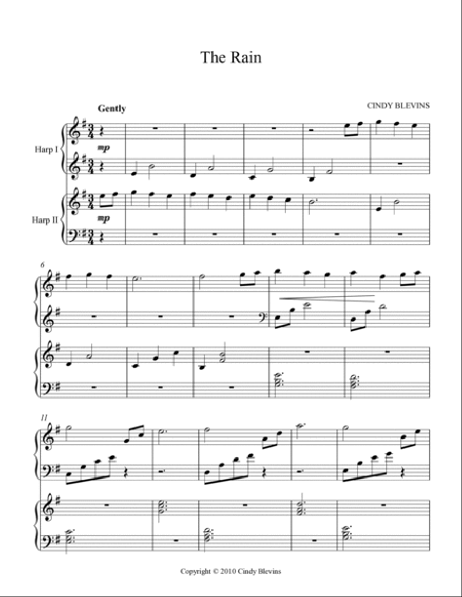 The Rain, Harp Duet Harp scores gallery preview page 2