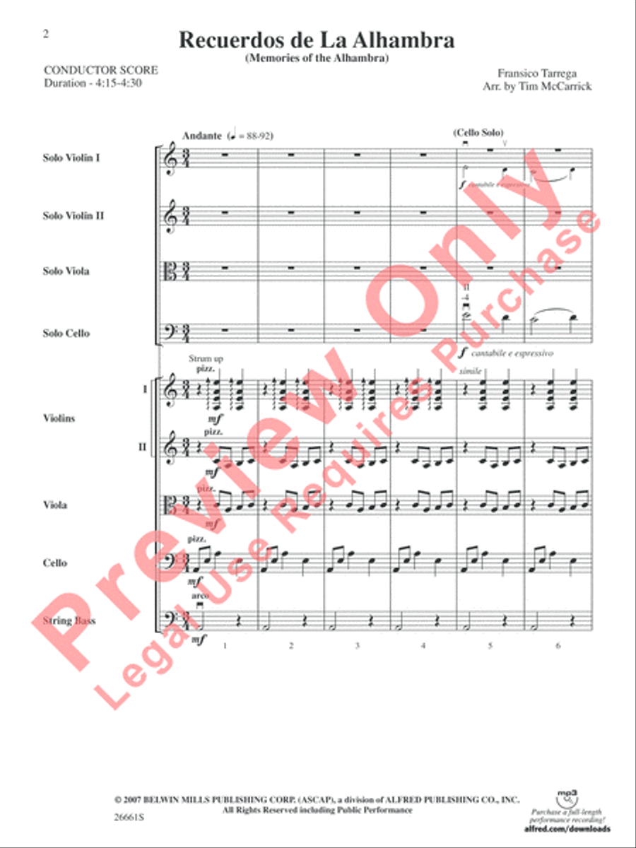 Recuerdos de la Alhambra String Orchestra scores gallery preview page 3