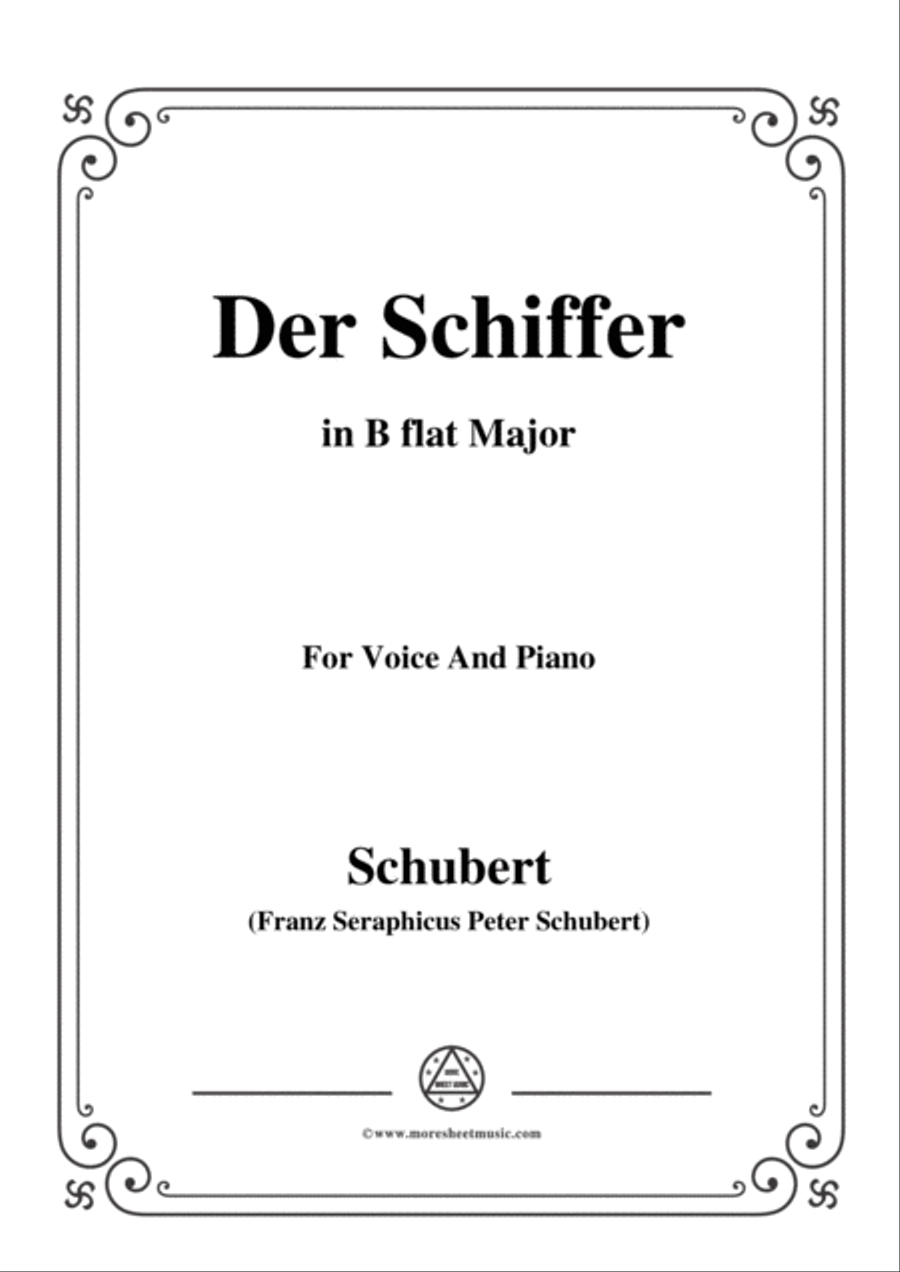 Schubert-Der Schiffer,in B flat Major,for Voice&Piano Voice scores gallery preview page 1
