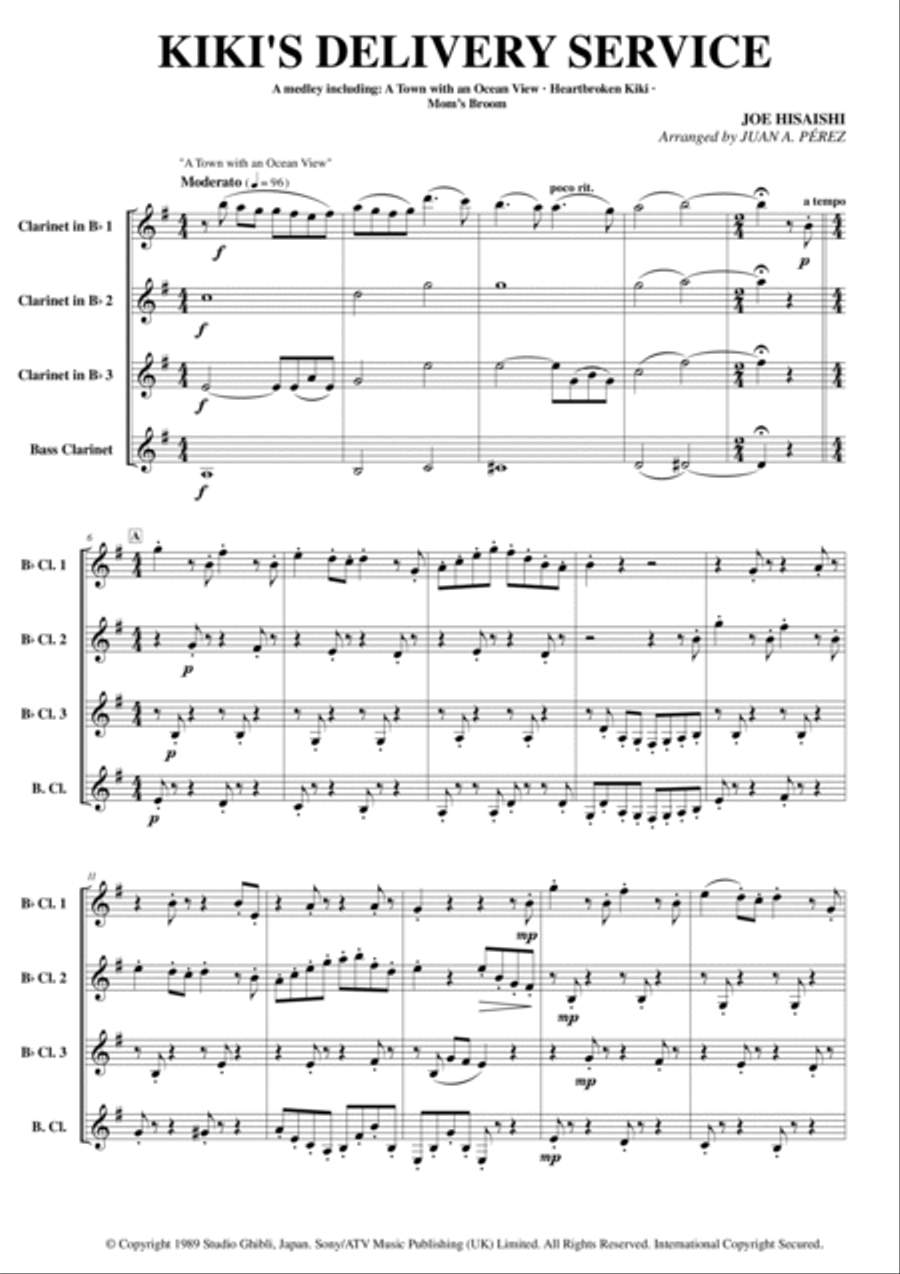 Kiki's Delivery Service (on A Clear Day) Clarinet Quartet scores gallery preview page 2