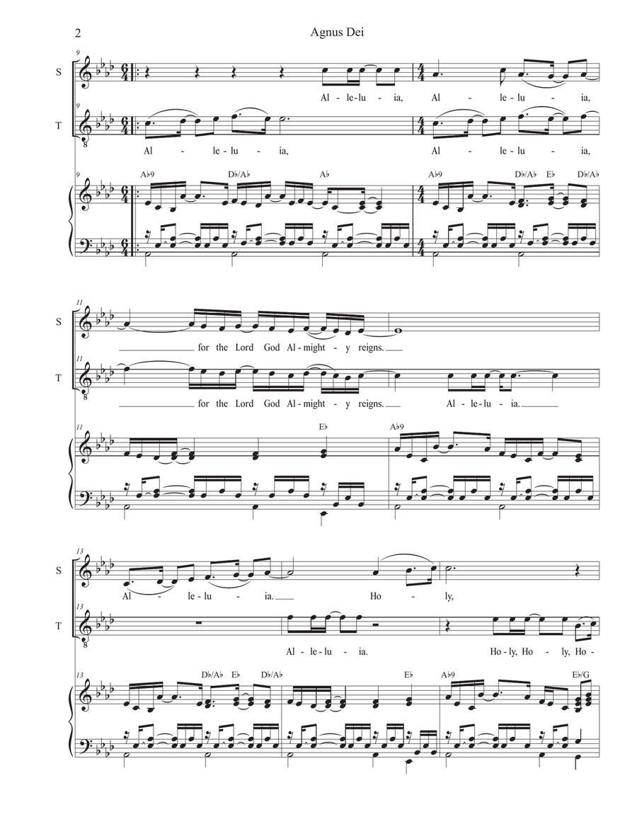 Medley: Agnus Dei with How Great Thou Art 2-Part scores gallery preview page 2