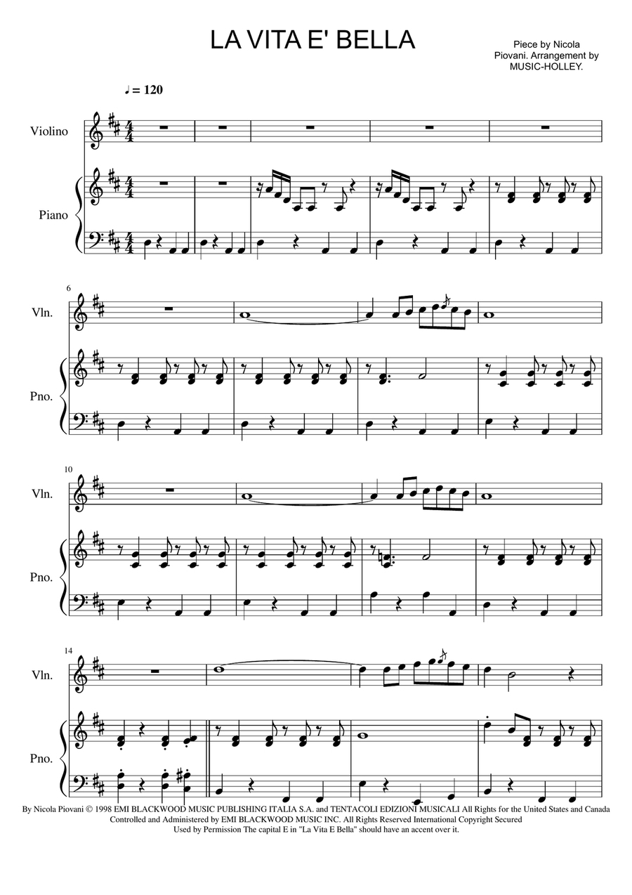 Life Is Beautiful (la Vita E Bella) Small Ensemble scores gallery preview page 1