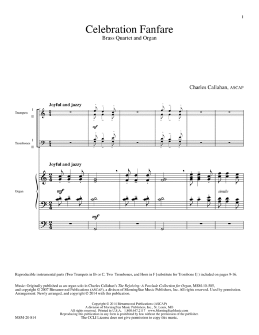 Celebration Fanfare Organ scores gallery preview page 2