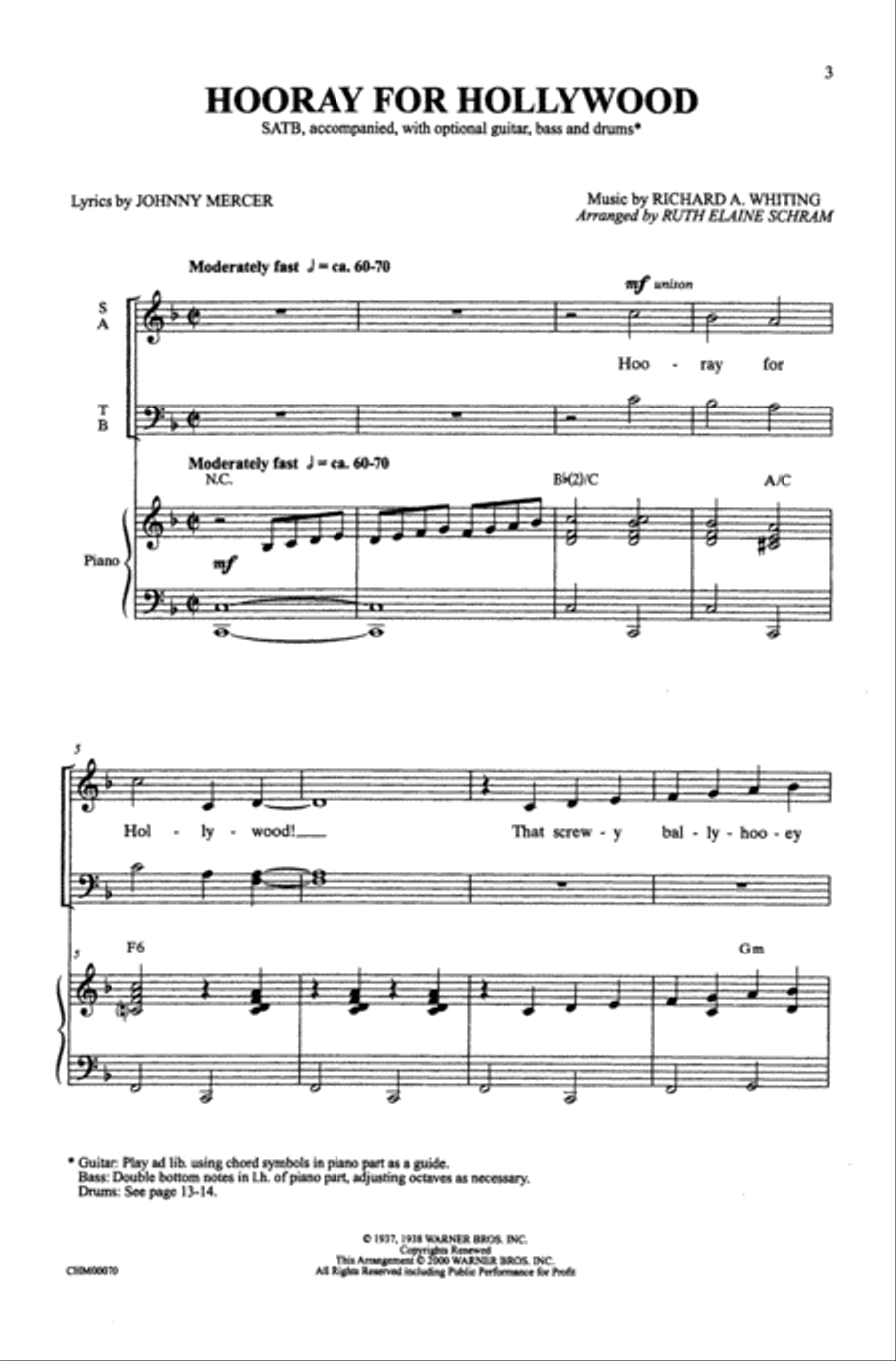 Hooray For Hollywood - SATB 4-Part scores gallery preview page 2