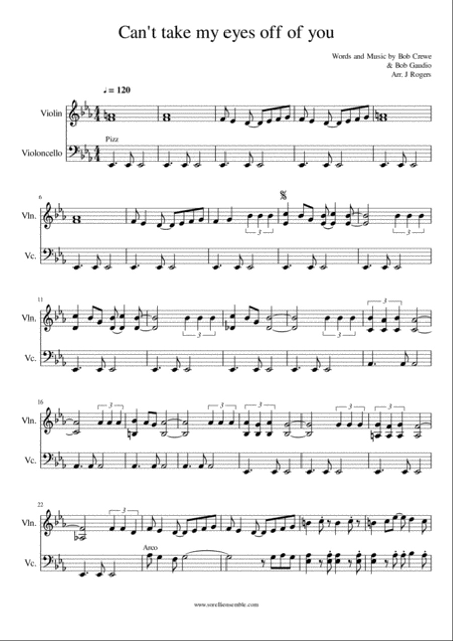 Can't Take My Eyes Off Of You String Duet scores gallery preview page 1