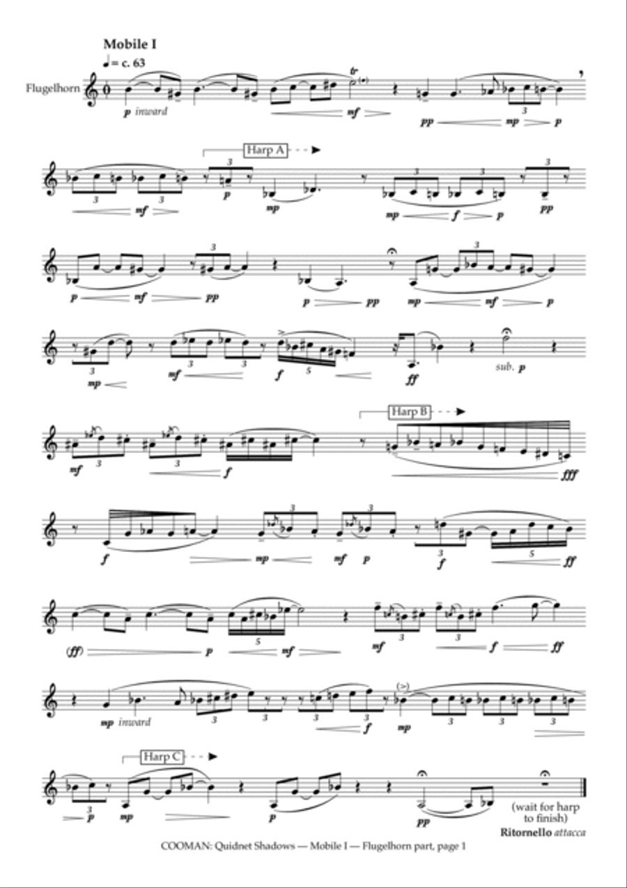 Carson Cooman - Quidnet Shadows (2009) for flugelhorn and harp Flugelhorn scores gallery preview page 4