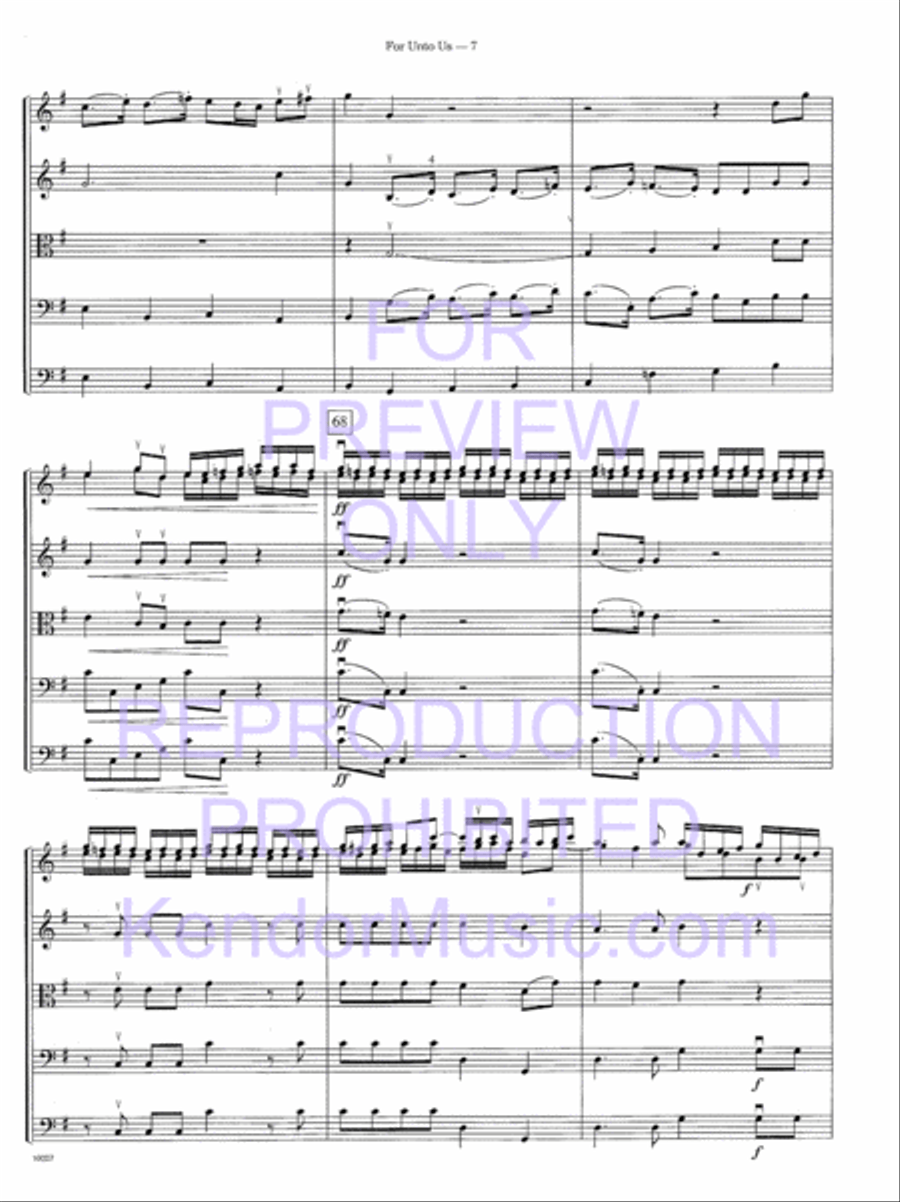 For Unto Us (from Messiah) String Orchestra scores gallery preview page 10
