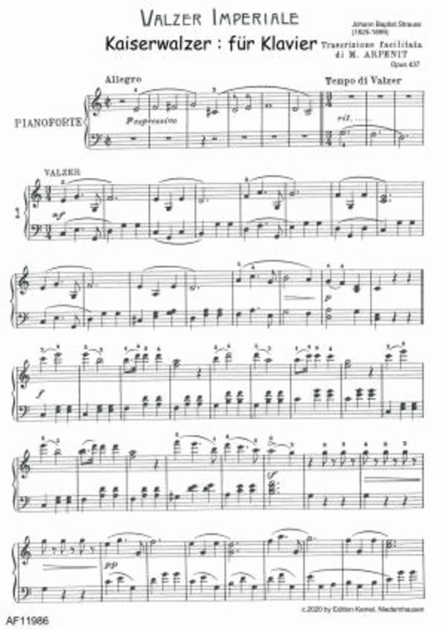 Valzer imperiale Piano Solo scores gallery preview page 1