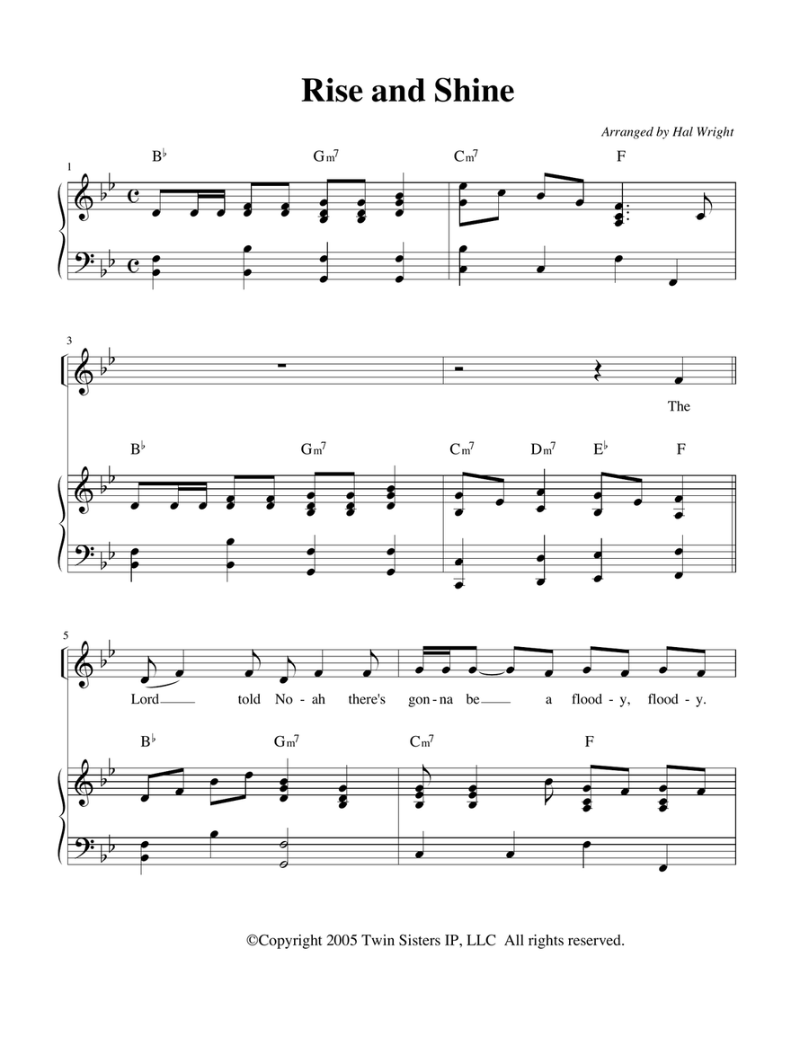 Rise And Shine Piano, Vocal scores gallery preview page 1