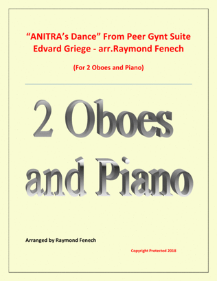 Book cover for Anitra's Dance - From Peer Gynt (2 Oboes and Piano)