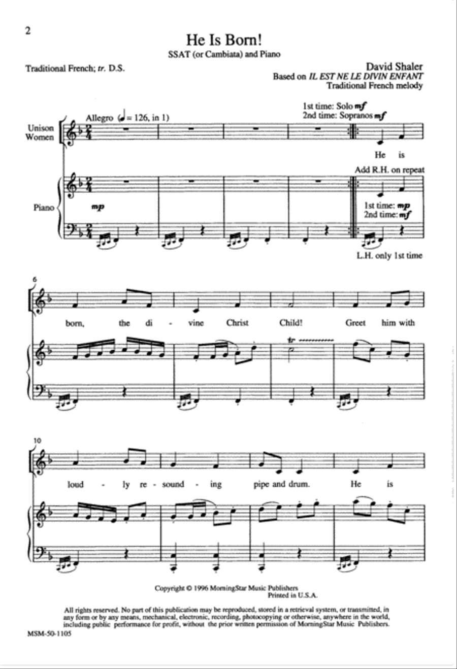 He Is Born Choir scores gallery preview page 2