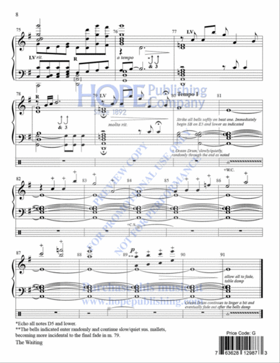 THE WAITING for 3-5 octaves with opt 2 oct. handchimes and perc. 5-Octaves scores gallery preview page 9