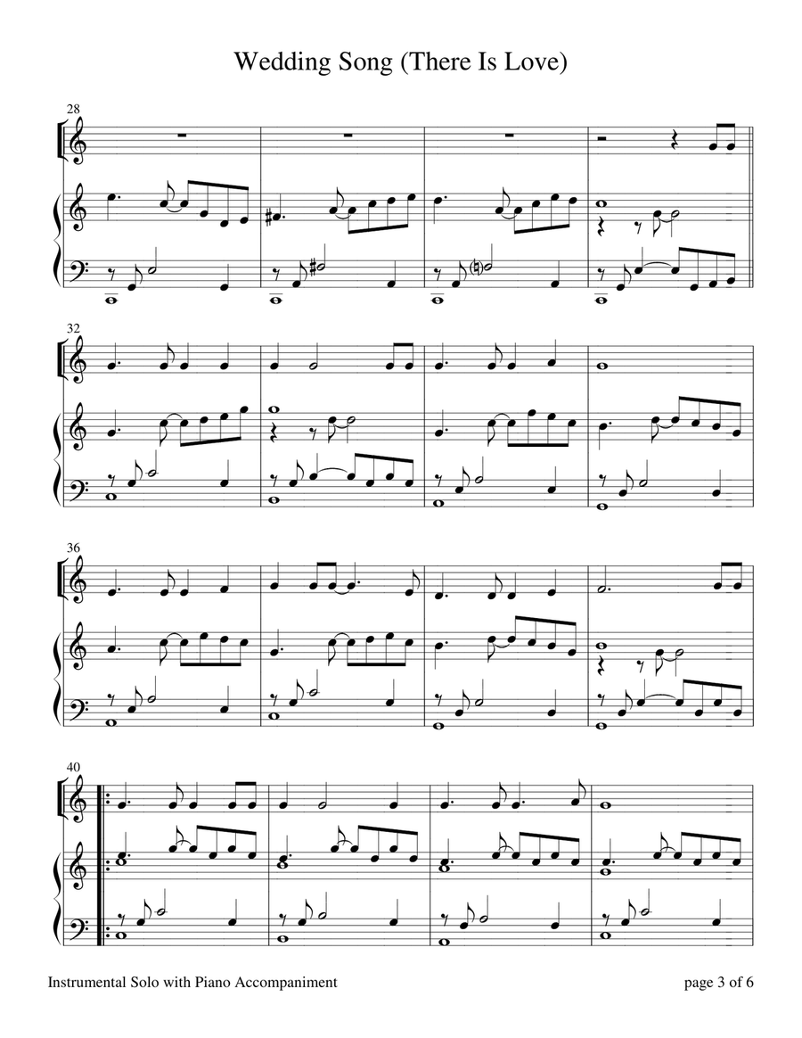 Wedding Song (There Is Love) Violin Solo scores gallery preview page 6