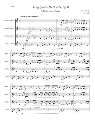 Dvořák - String Quartet No. 10 Movement 1 - Clarinet Quartet