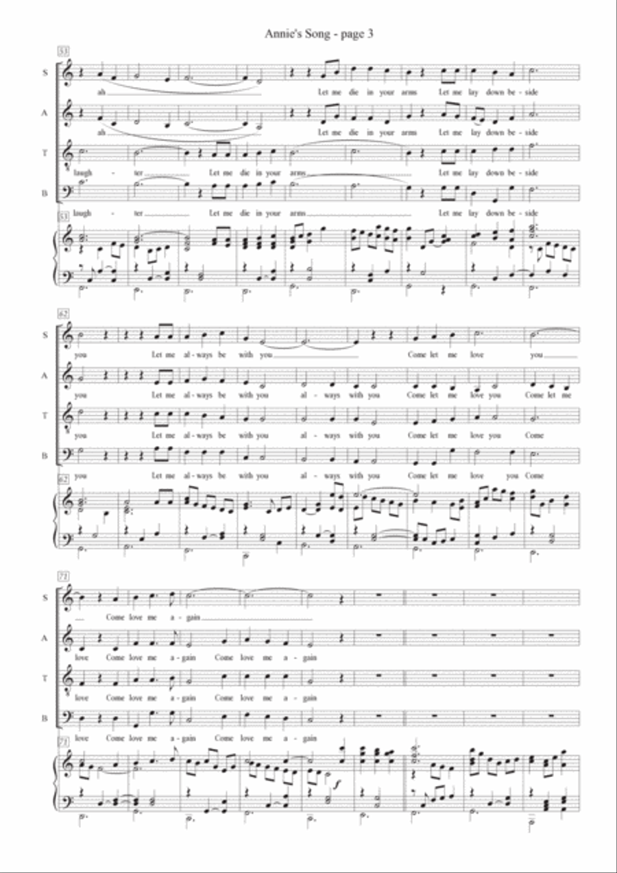 Annie's Song 4-Part scores gallery preview page 3