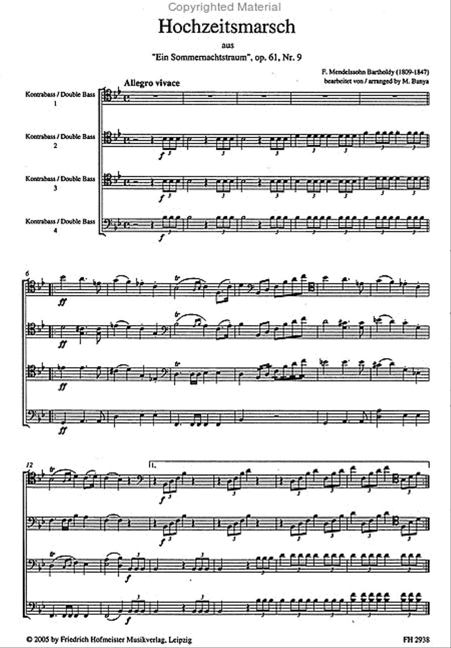 Hochzeitsmarsch Double Bass scores gallery preview page 2
