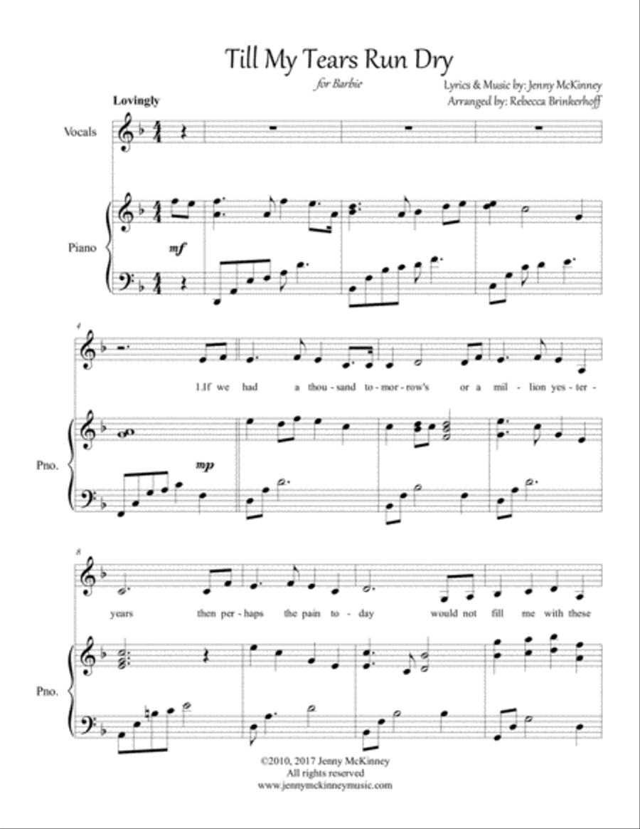 Till My Tears Run Dry Alto Voice scores gallery preview page 1