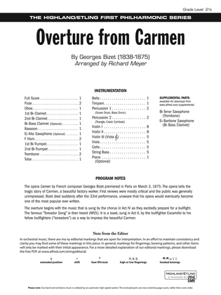 Book cover for Overture from Carmen: Score