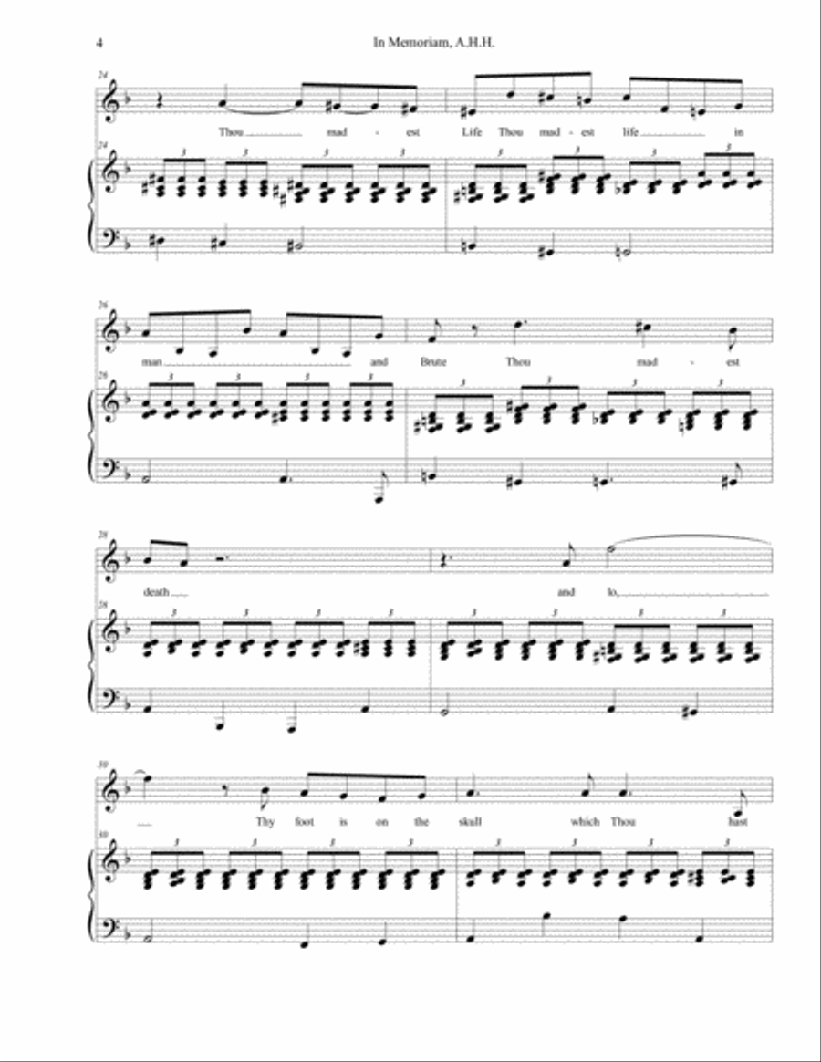 Song Cycle In Memoriam, A.H.H - for Baritone - LeGrand
