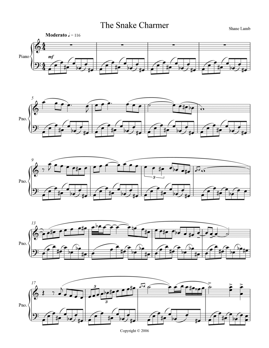 The Snake Charmer Piano Solo scores gallery preview page 1