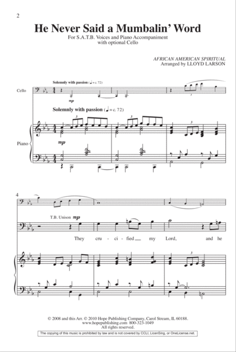 He Never Said a Mumbalin' Word 4-Part scores gallery preview page 2
