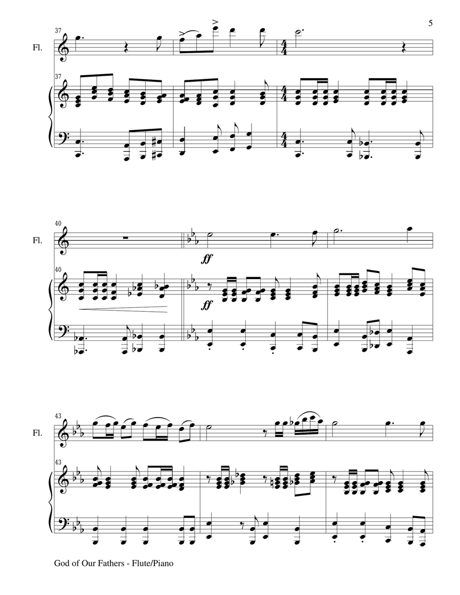 GOD OF OUR FATHERS (Duet – Flute and Piano/Score and Parts) GOD OF OUR FATHERS (Duet – Flute and Piano/Score and Parts) Woodwind Duet scores gallery preview page 5