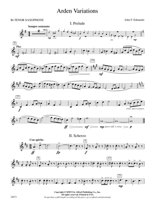Arden Variations: B-flat Tenor Saxophone
