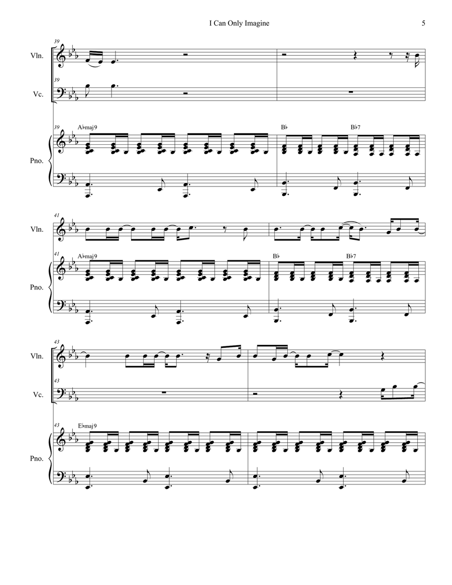 I Can Only Imagine Piano Trio scores gallery preview page 5