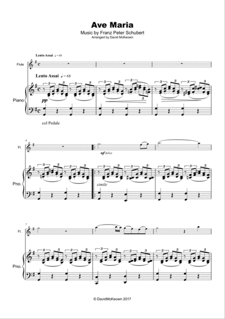 Ave Maria by Franz Schubert, for Flute and Piano Flute Solo scores gallery preview page 3