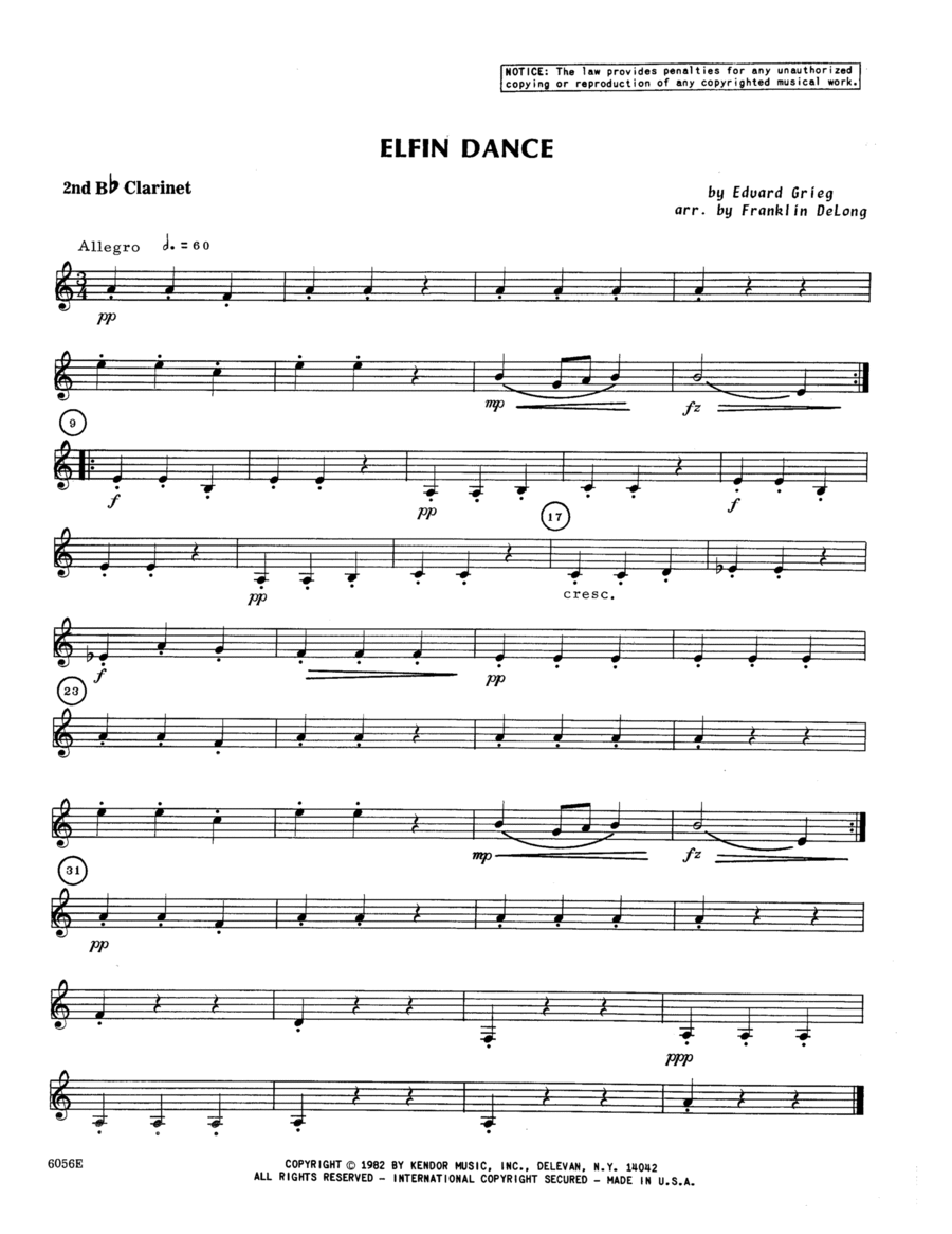 Elfin Dance (arr. Franklin DeLong) - 2nd Bb Clarinet