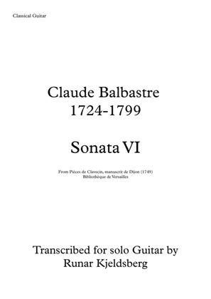 Claude Balbastre - Sonata VI transcribed for Solo Classical Guitar