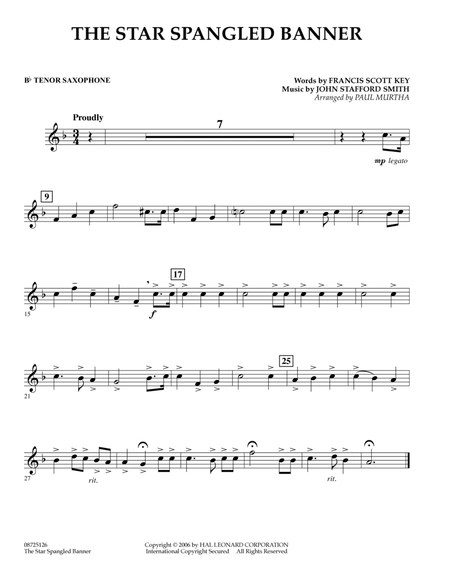 The Star Spangled Banner - Bb Tenor Saxophone