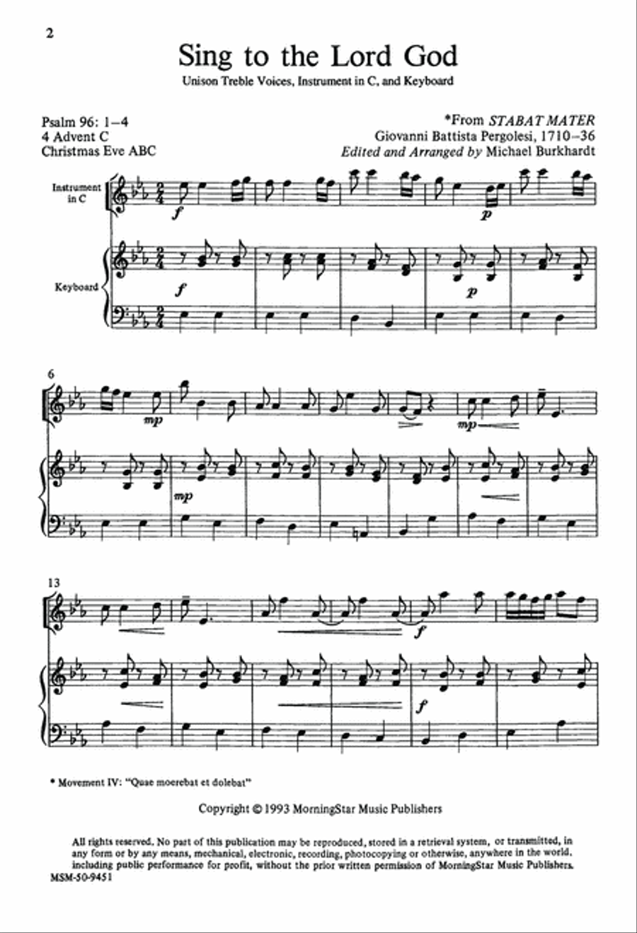 Sing to the Lord God Unison Choir scores gallery preview page 2