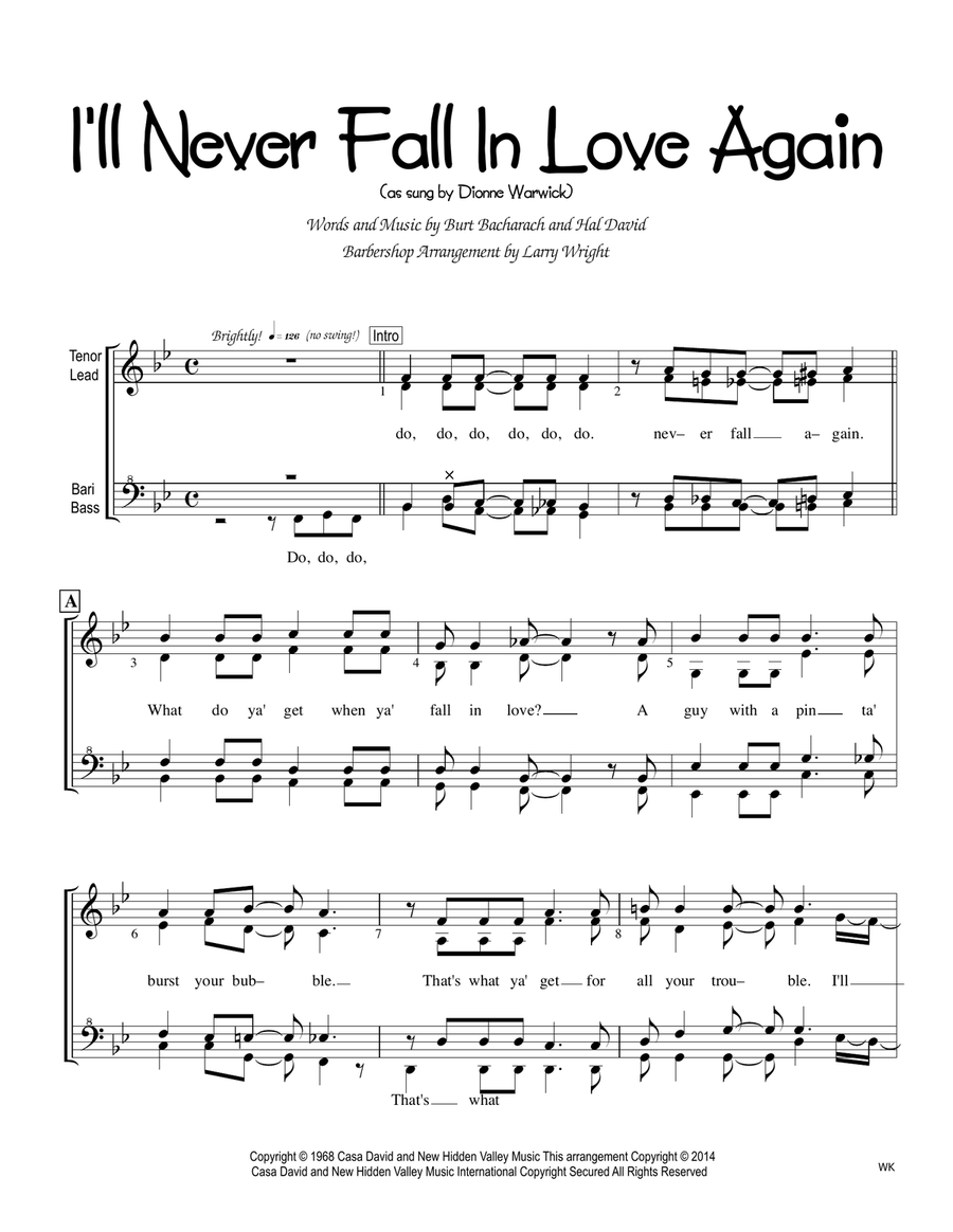 I'll Never Fall In Love Again SSAA scores gallery preview page 1